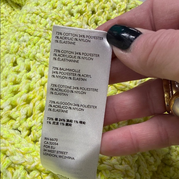 Anthropologie Serenity Open Front Cardigan in Neon Highlighter Yellow size XS/S - Picture 12 of 13